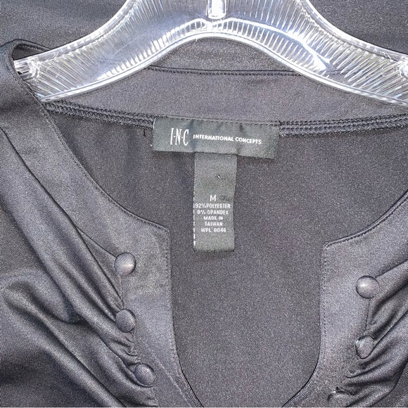 Black Puff Sleeve Button Detail Top - Picture 7 of 12